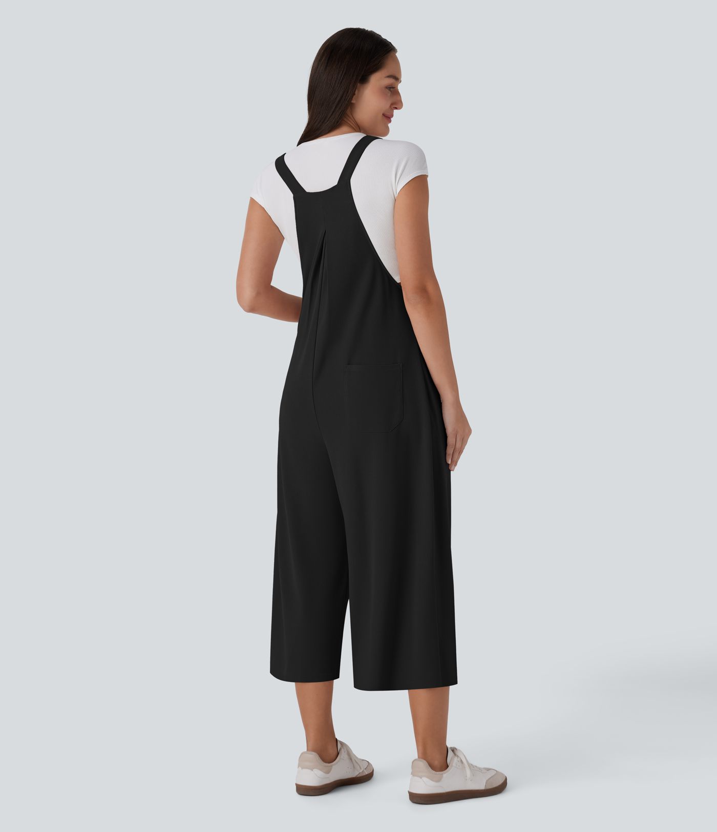 Pockets Capri Waffle Casual Overalls