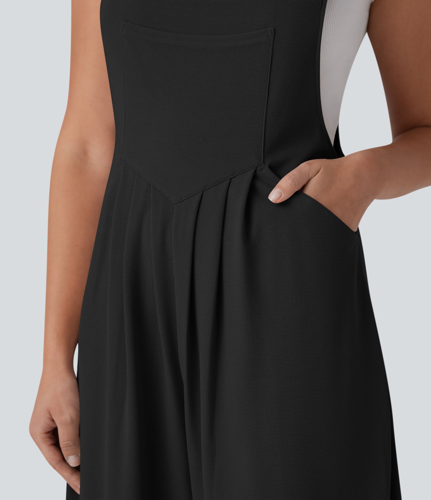 Pockets Capri Waffle Casual Overalls