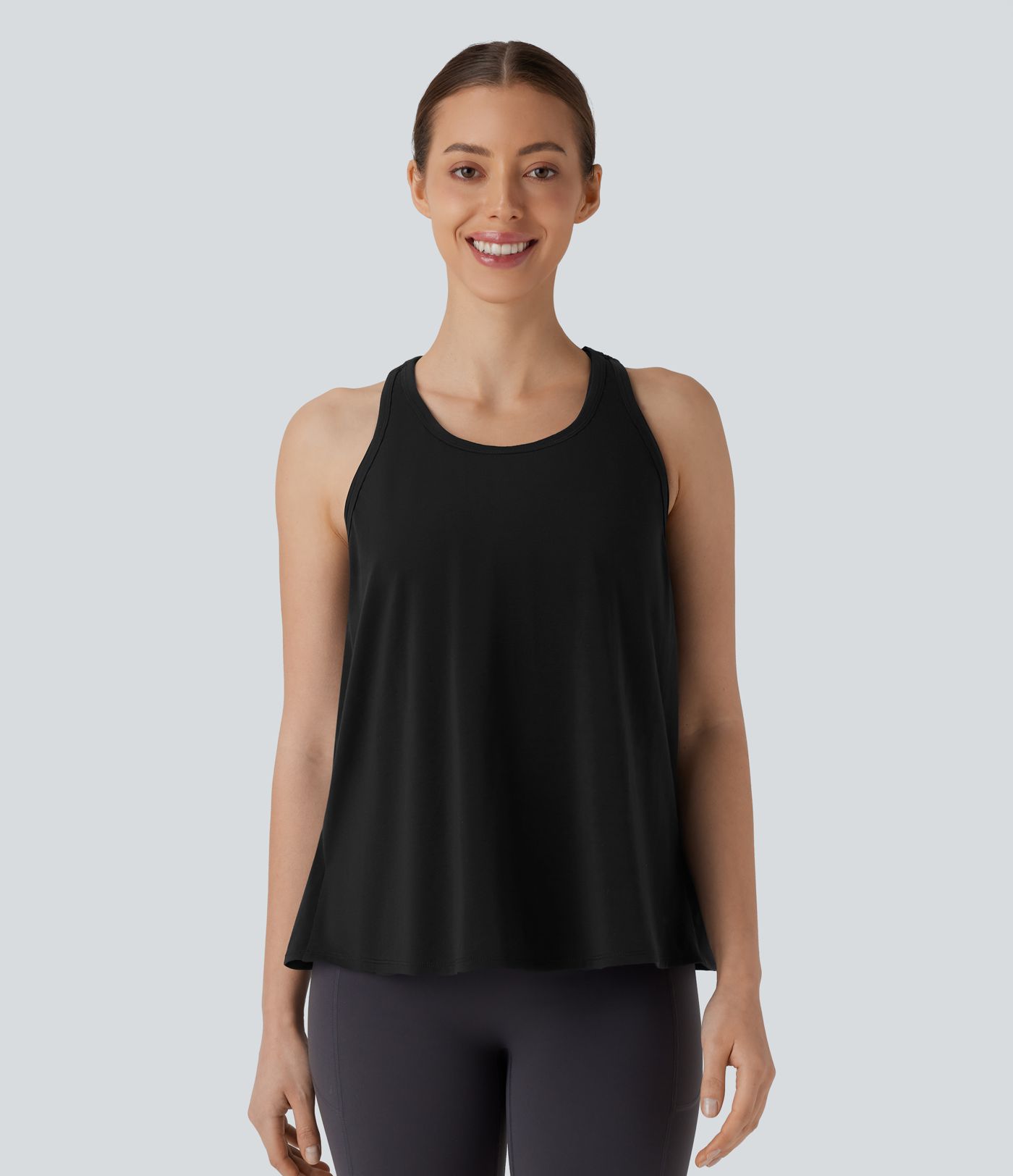 Racerback Curved Hem Stripe Quick Dry Running Tank Top