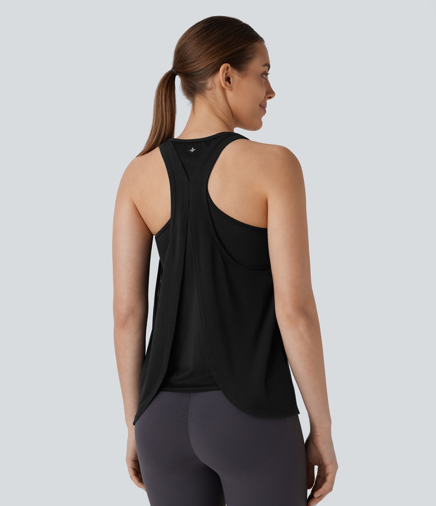 Racerback Curved Hem Stripe Quick Dry Running Tank Top
