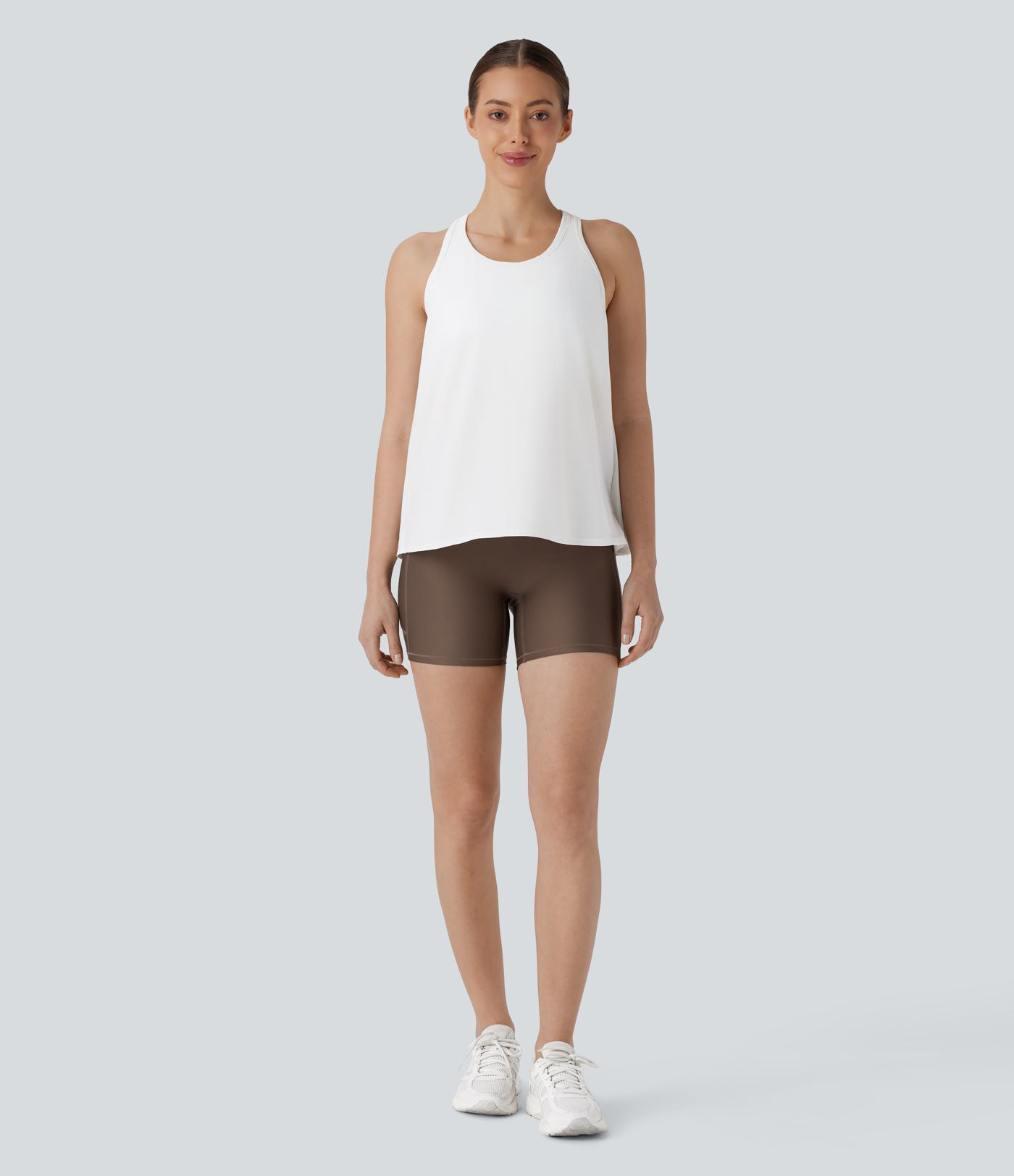 Camiseta sin mangas correr secado rápido espalda deportiva dobladillo curvo raya