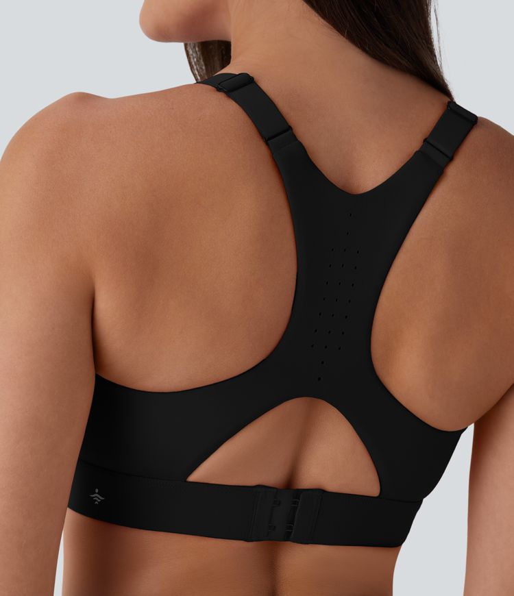 SpeedWave™ Medium Support Molded Cups Perforated Adjustable Hook Quick Dry Workout Sports Bra A-C Cups
