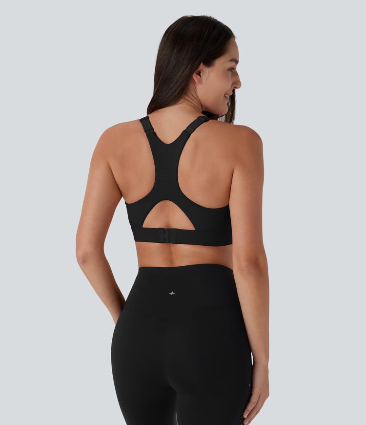 SpeedWave™ Medium Support Molded Cups Perforated Adjustable Hook Quick Dry Workout Sports Bra
