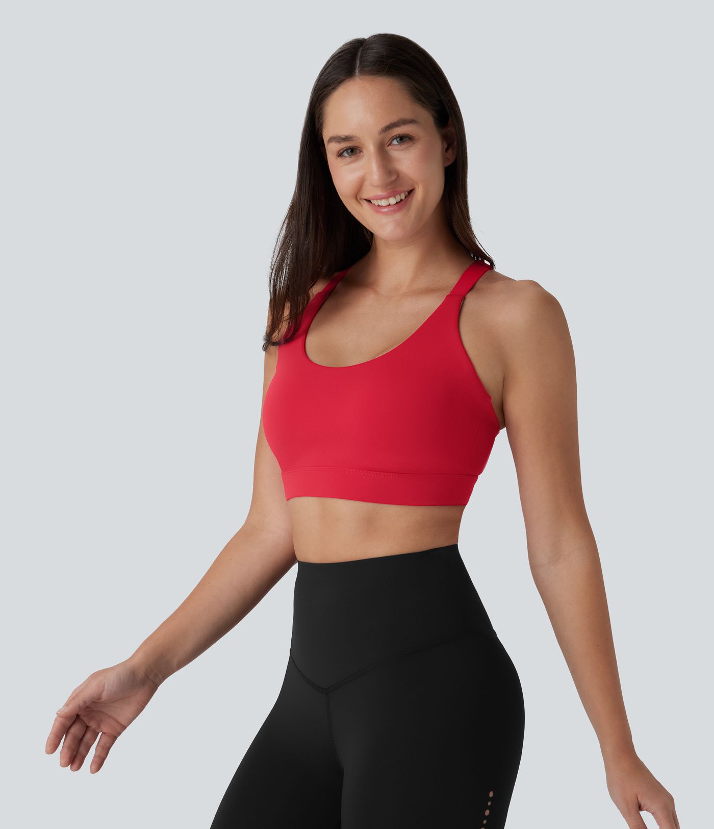 SpeedWave™ Medium Support Molded Cups Perforated Adjustable Hook Quick Dry Workout Sports Bra