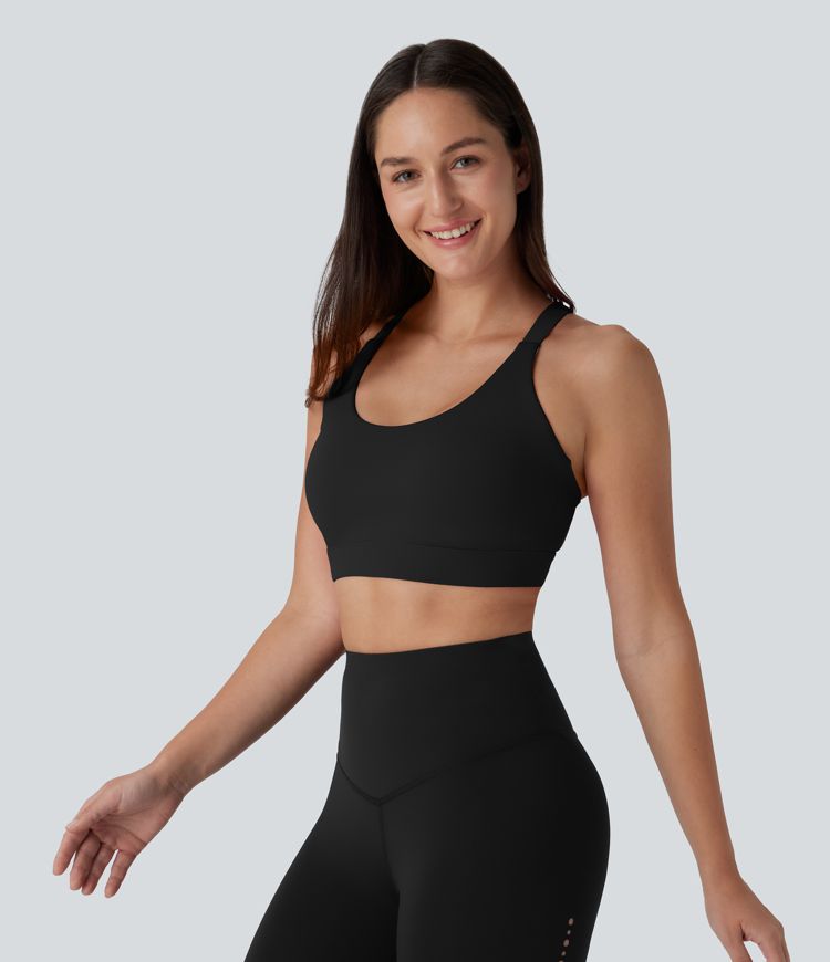 SpeedWave™ Medium Support Molded Cups Perforated Adjustable Hook Quick Dry Workout Sports Bra