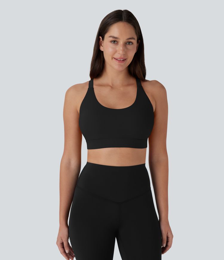 SpeedWave™ Medium Support Molded Cups Perforated Adjustable Hook Quick Dry Workout Sports Bra