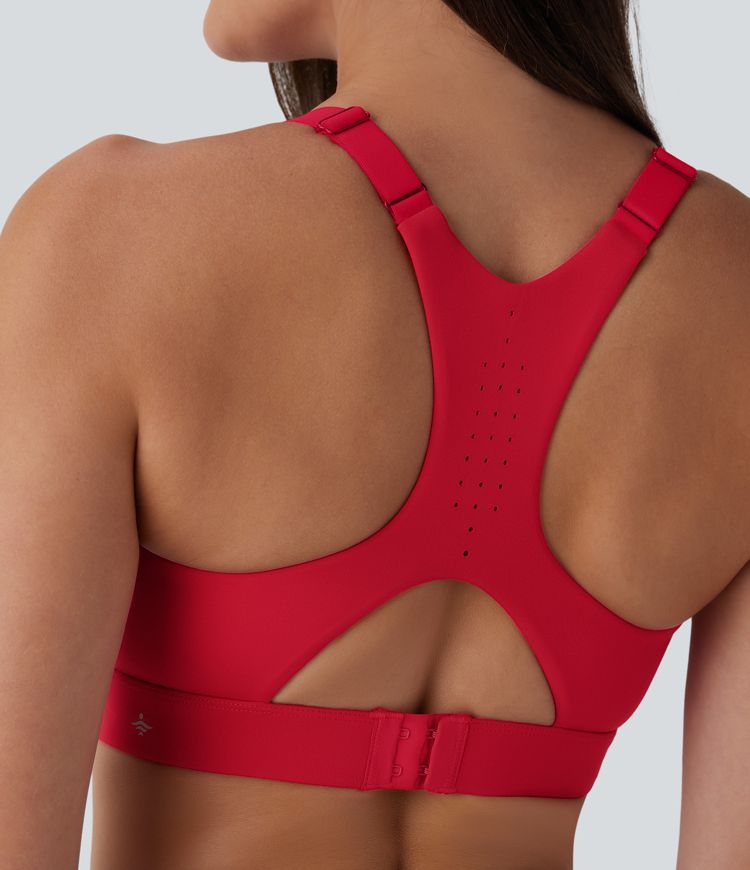 SpeedWave™ Medium Support Molded Cups Perforated Adjustable Hook Quick Dry Workout Sports Bra A-C Cups