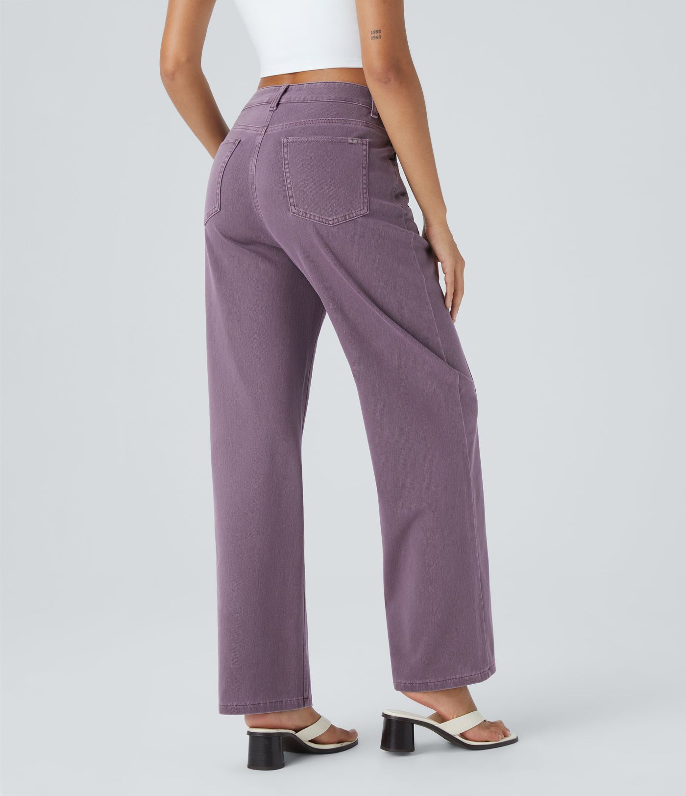 Halara Flex™ High Waisted Decorative Pockets Straight Leg Colorful Casual Boyfriend Jeans