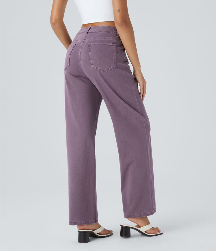 Halara Flex™ High Waisted Decorative Pockets Straight Leg Colorful Casual Boyfriend Jeans