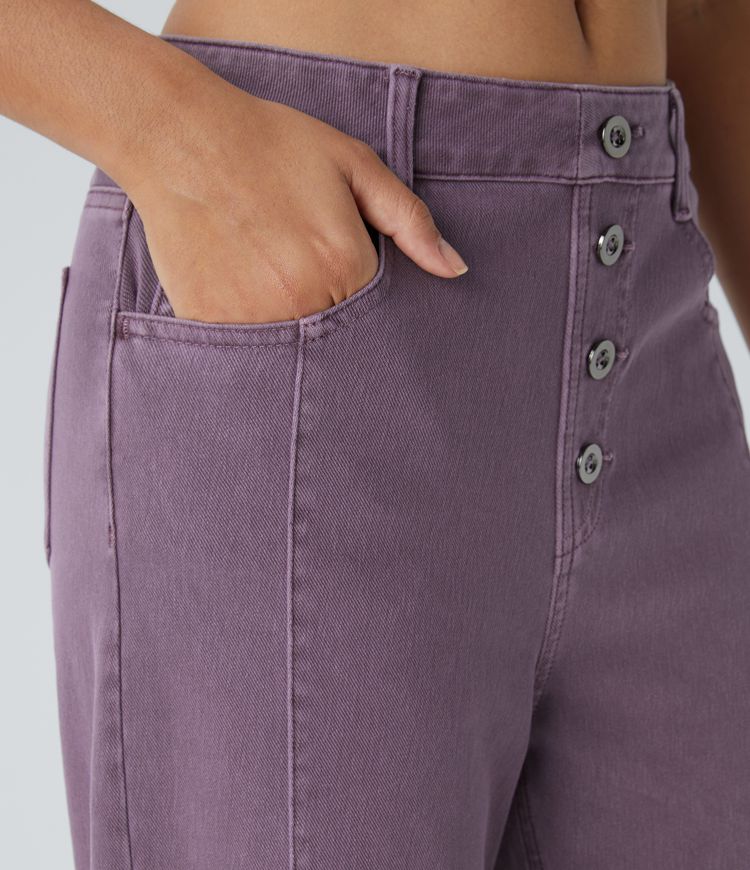 Halara Flex™ High Waisted Decorative Pockets Straight Leg Colorful Casual Boyfriend Jeans