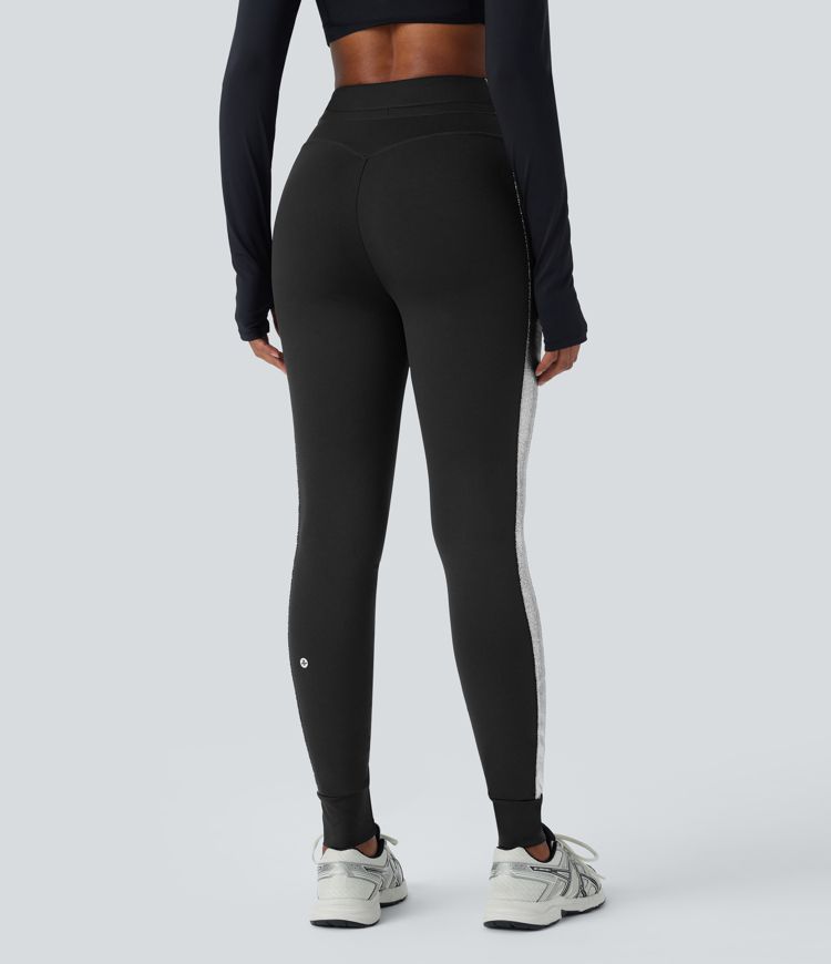 Softlyzero™ Airy High Waisted Drawstring Side Pocket Color Block Full Length Cool Touch Yoga Joggers-UPF50+
