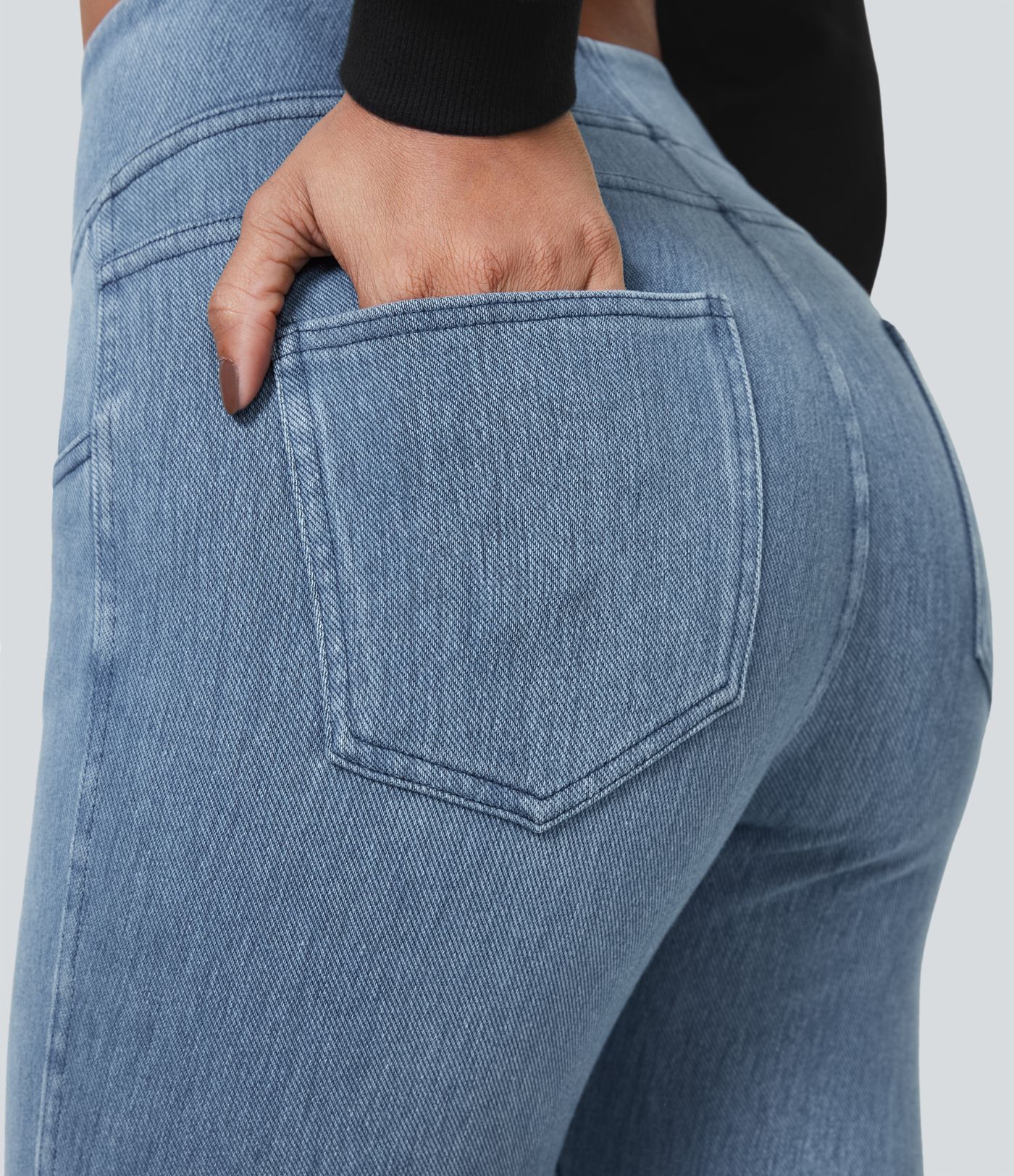 Halara Flex™ High Waisted Side Pocket Washed Stretchy Knit Denim Casual 7/8 Leggings