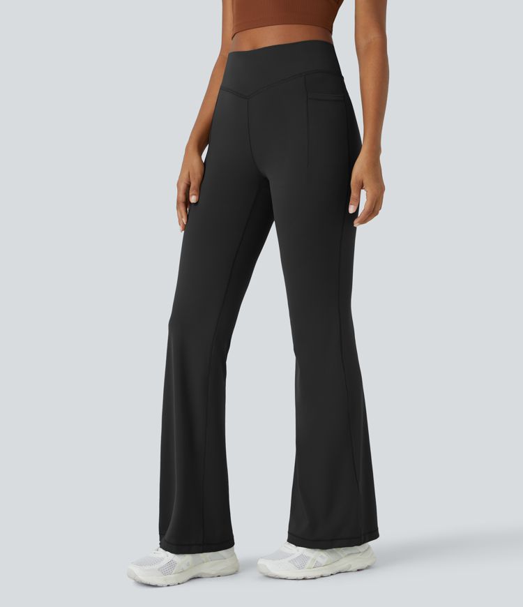 Halara UltraSculpt™ Mid Rise Tummy Control Pocket Running Full Length Flare Leggings