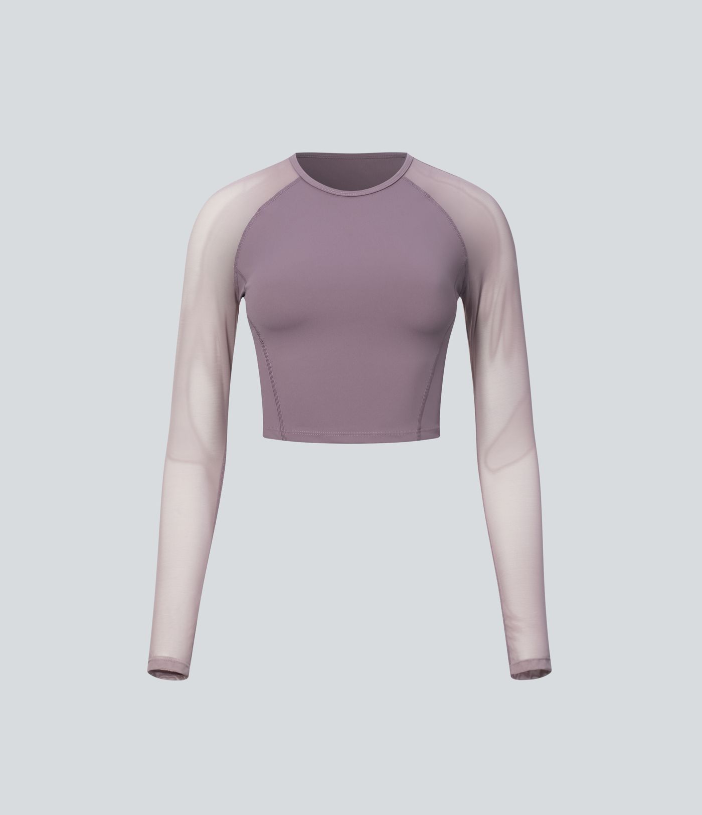 SoftlyZero™ Airy Contrast Mesh Sleeve Cropped Cool Touch Yoga Sports Top-UPF50+