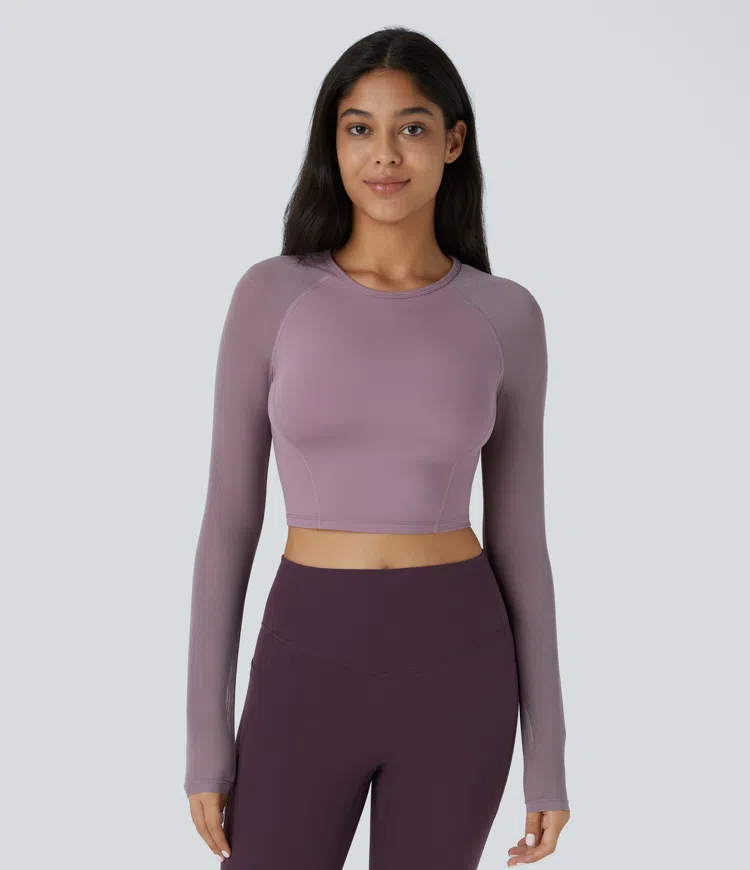 Softlyzero™ Airy Mesh Sleeve Crop Cool Touch Yoga Sports Top