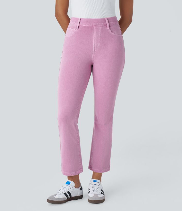 Halara Flex™ High Waisted Multiple Pockets Colorful Stretchy Knit Casual Bootcut Jeans