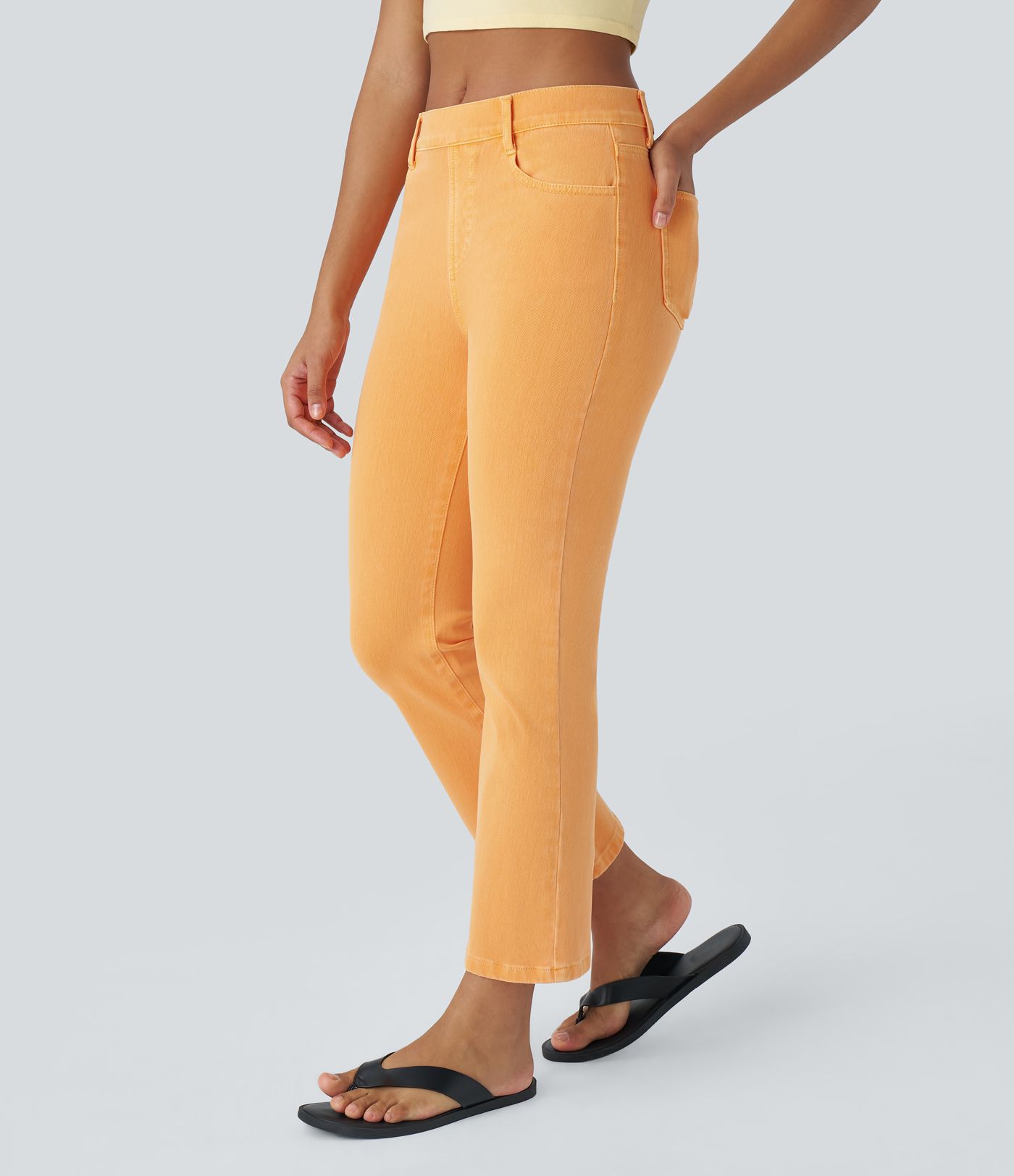 Jean Bootcut Casual Coloré Halara Flex™ à Taille Haute avec Poches