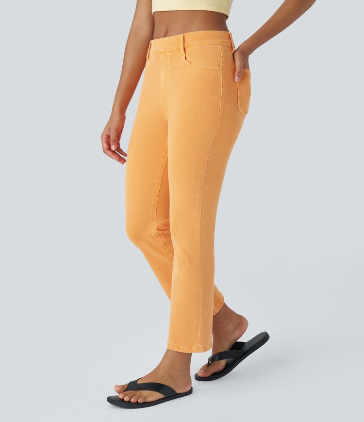 Jean Bootcut Casual Coloré Halara Flex™ à Taille Haute avec Poches