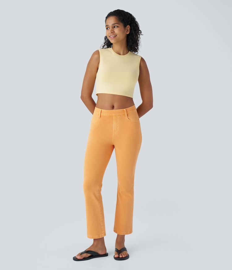 Jean Bootcut Casual Coloré Halara Flex™ à Taille Haute avec Poches