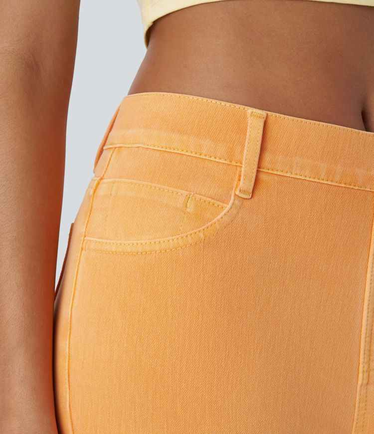 Jean Bootcut Casual Coloré Halara Flex™ à Taille Haute avec Poches