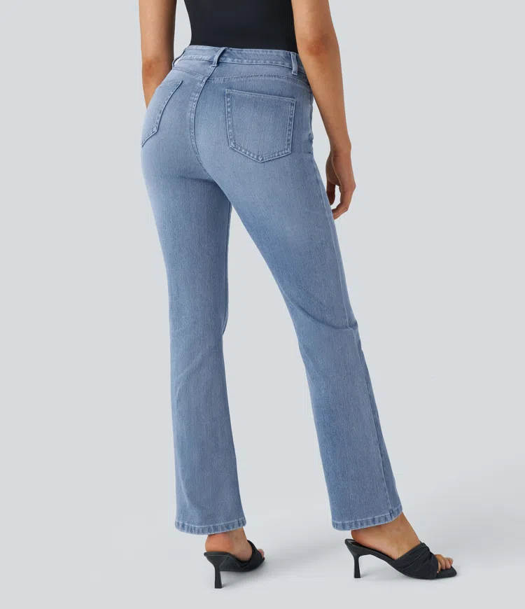 Halara Flex™ high-waist multi-pocket stretch knit casual bootcut jeans