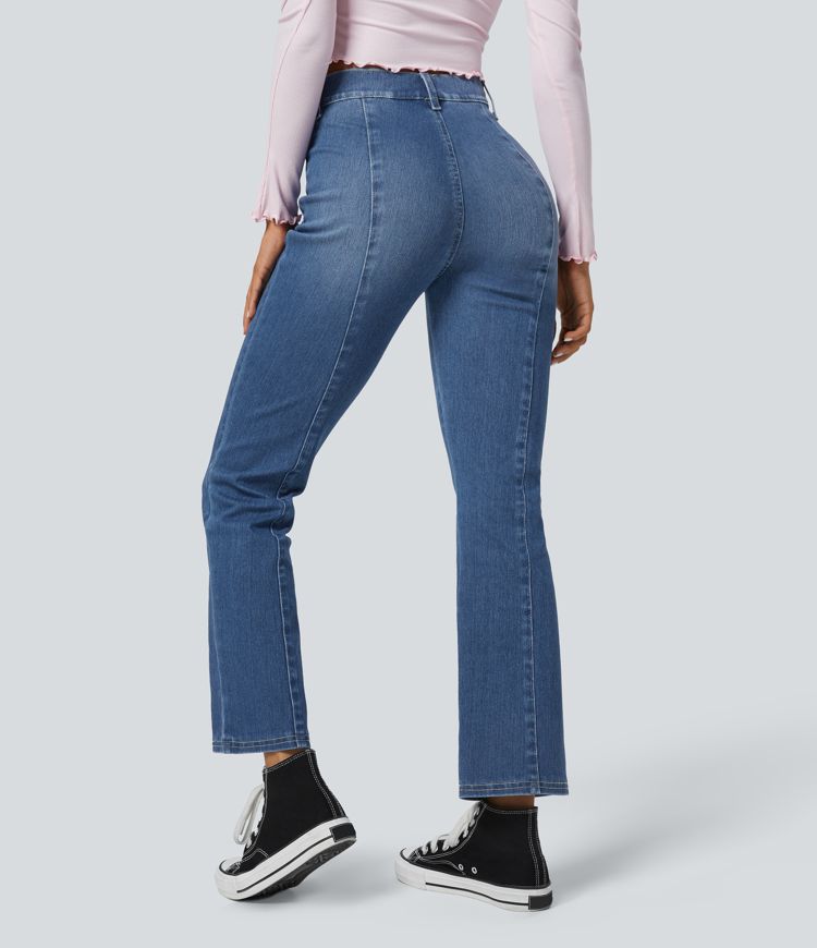 Jean Bootcut Casual Halara Flex™ à Taille Haute avec Poches Décoratives