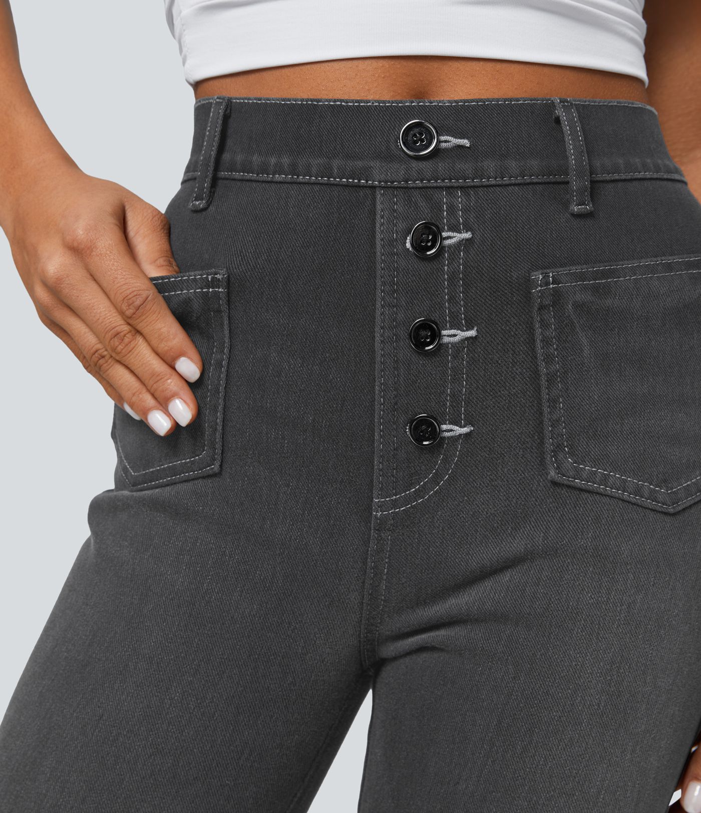 Halara Flex™ High Waisted Decorative Pocket Casual Bootcut Jeans