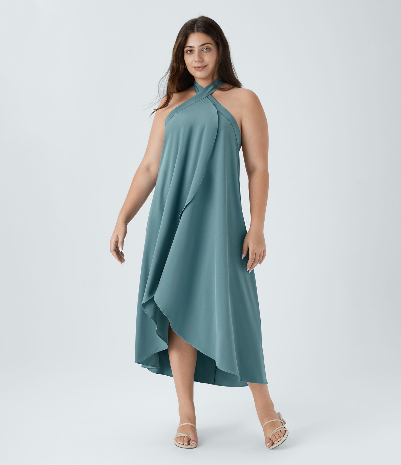 Breezeful™ Plus-Size, verdrehter Wickelrock mit hohem Bund und Bindeband hinten - schnelltrocknend