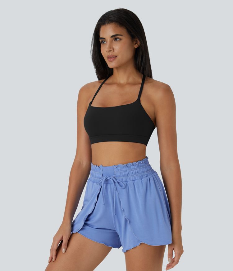 Softlyzero™ Low Support Spaghetti Strap Backless Crisscross Cut Out Yoga Sports Bra