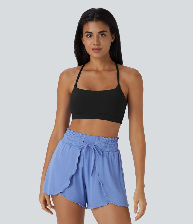 Softlyzero™ Low Support Spaghetti Strap Backless Crisscross Cut Out Yoga Sports Bra