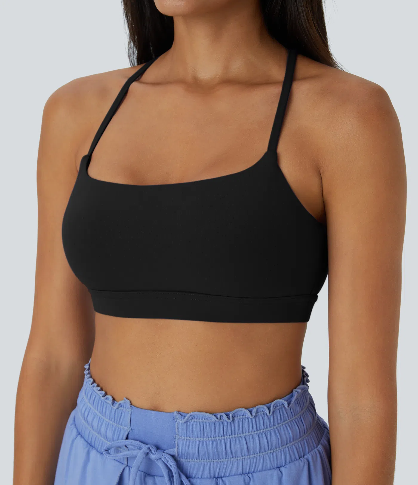 Sujetador deportivo yoga Softlyzero™ cut out cruzado sin espalda tirante fino sujeción baja Sujetador deportivo yoga Softlyzero™ cut out cruzado sin espalda tirante fino sujeción baja