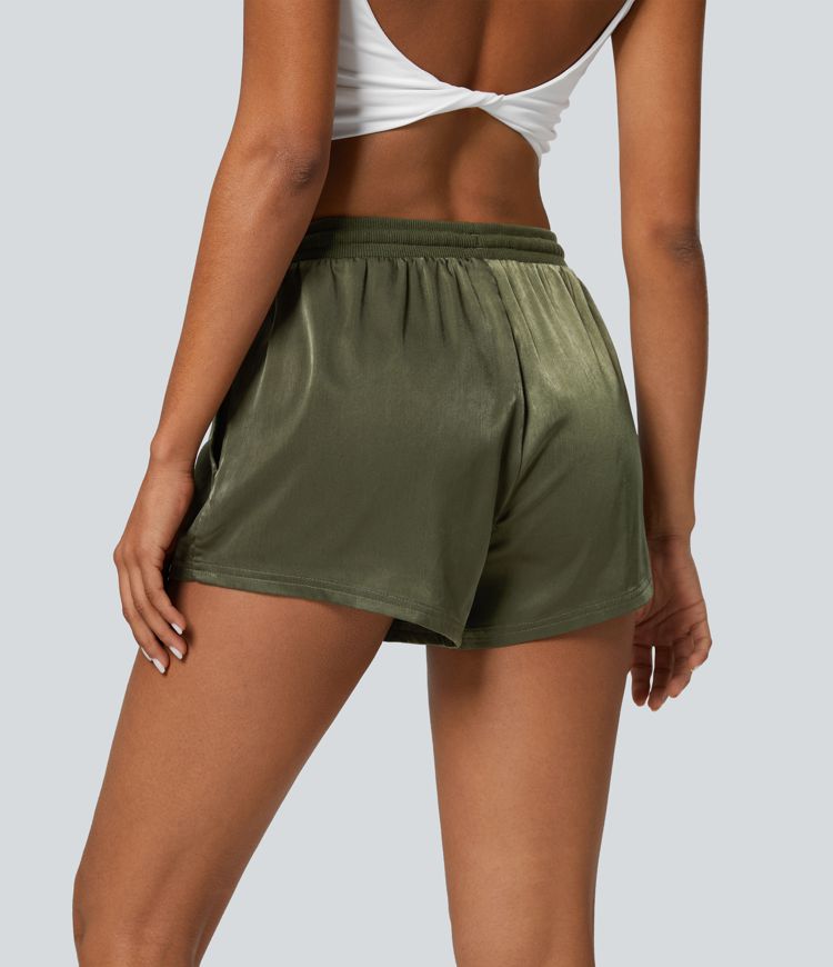 Pantalon Évasé Casual en Velours Taille Haute Plissé