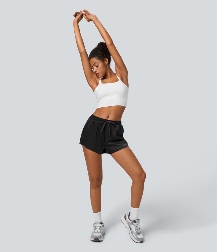 Pantalon Évasé Casual en Velours Taille Haute Plissé