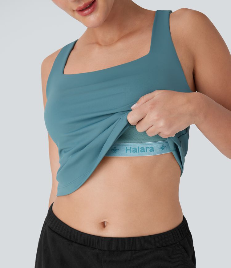 SoftlyZero™ Airy Square Neck Lift Up Cool Touch Yoga Tank Top-UPF50+