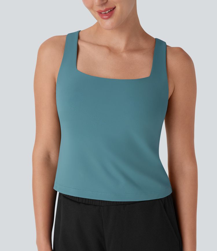 SoftlyZero™ Airy Square Neck Lift Up Cool Touch Yoga Tank Top-UPF50+