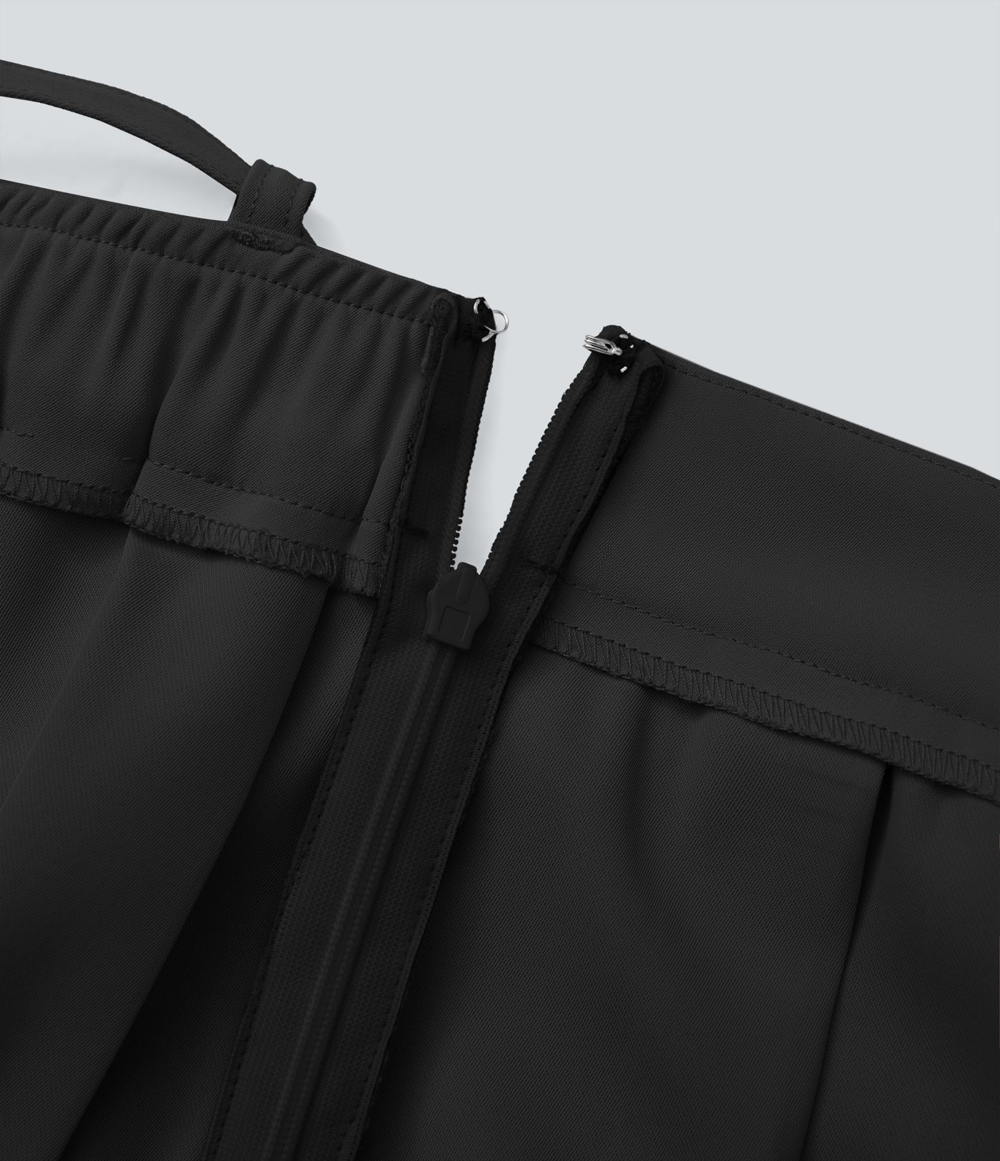 Mid Rise Belted Asymmetric Pleated Mini Casual Skirt