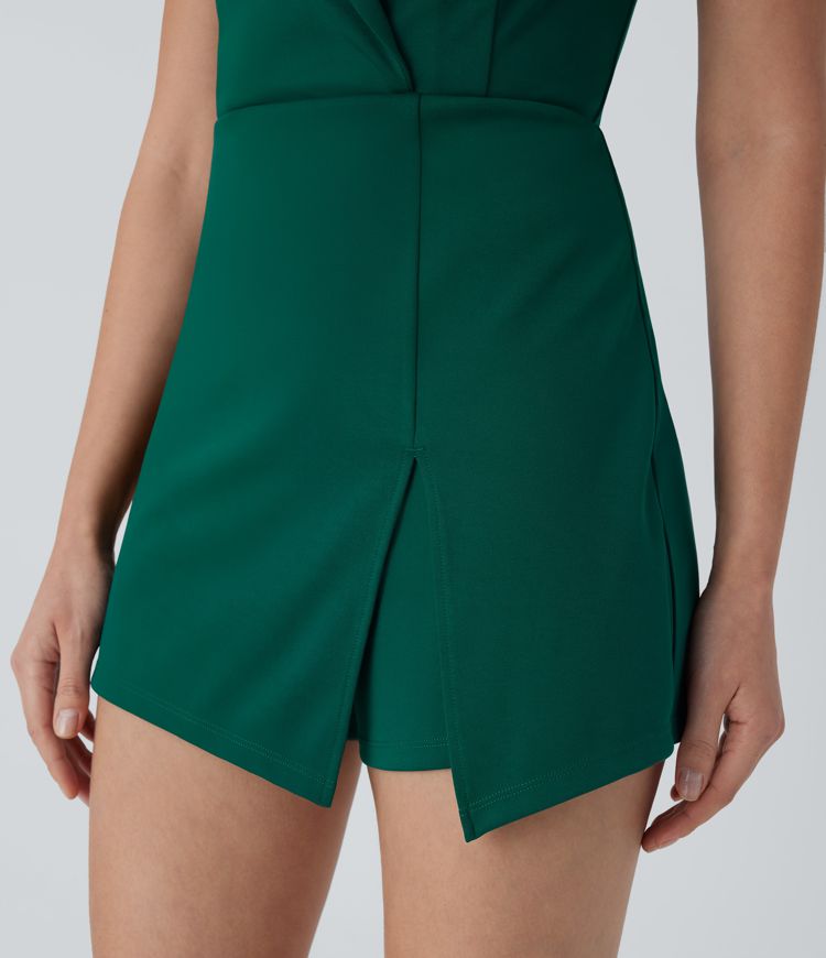 Mono oficina abertura sin mangas cuello entallado