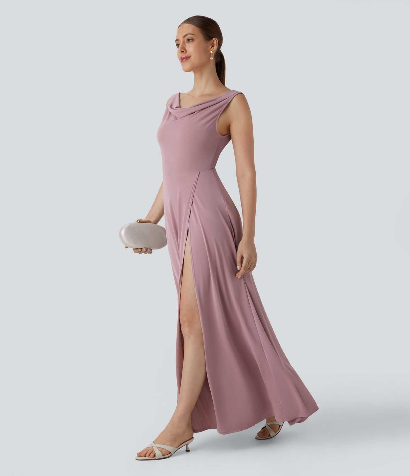 Cowl Neck 2-in-1 Maxi Dress