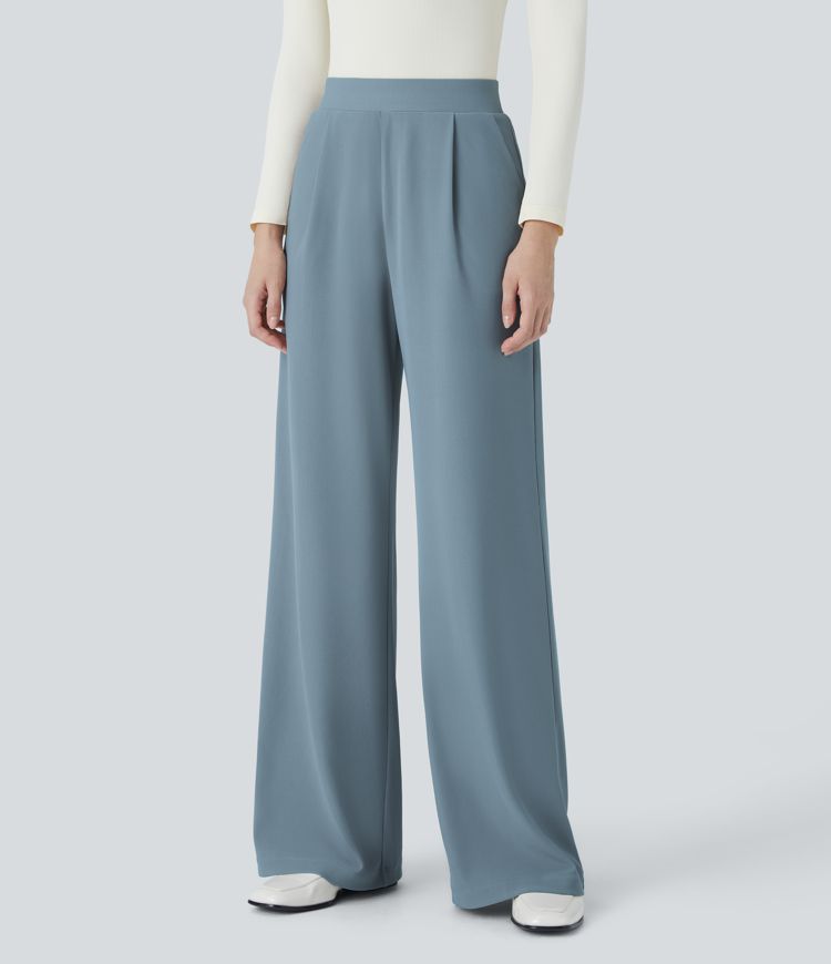 Halara Flex™ High Waisted Body Sculpt Waist-Slimming Side Pocket Wide Leg Micro Waffle Work Pants
