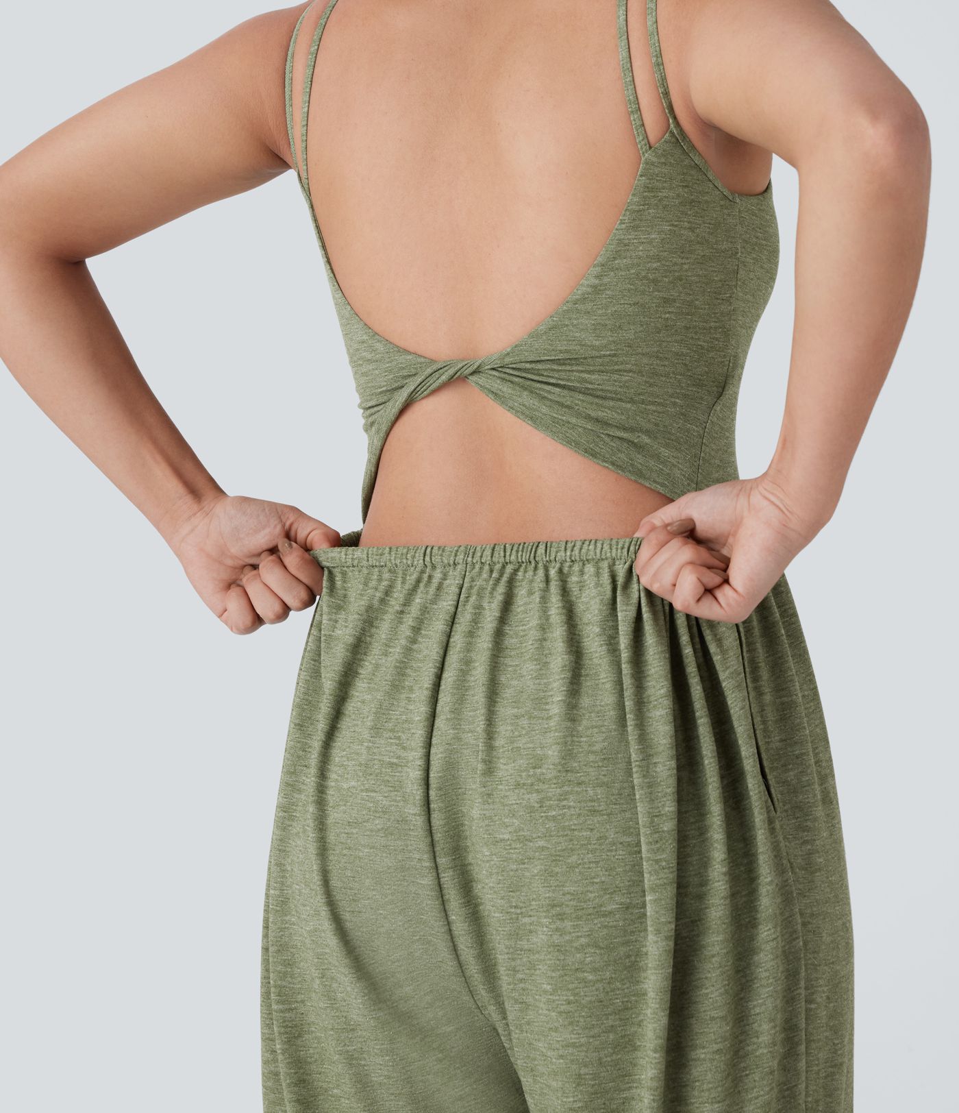 Double Straps Pocket Harem Casual Jumpsuit-Easy Peezy