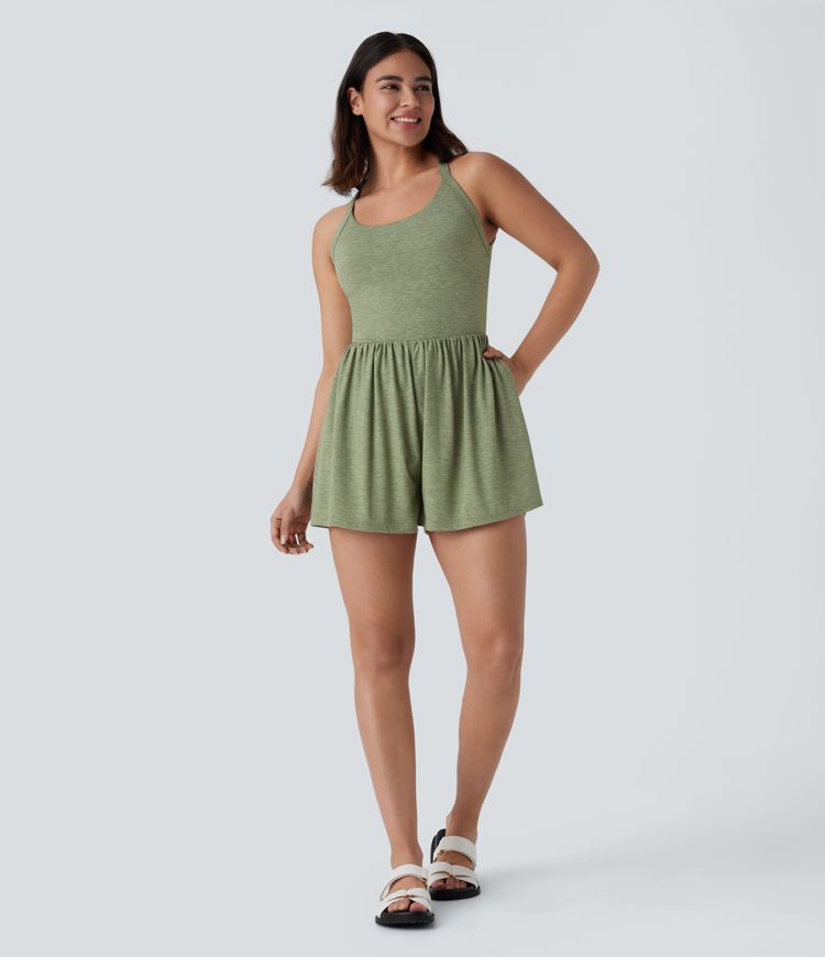 Bicolor Ribbon-Motif Romper