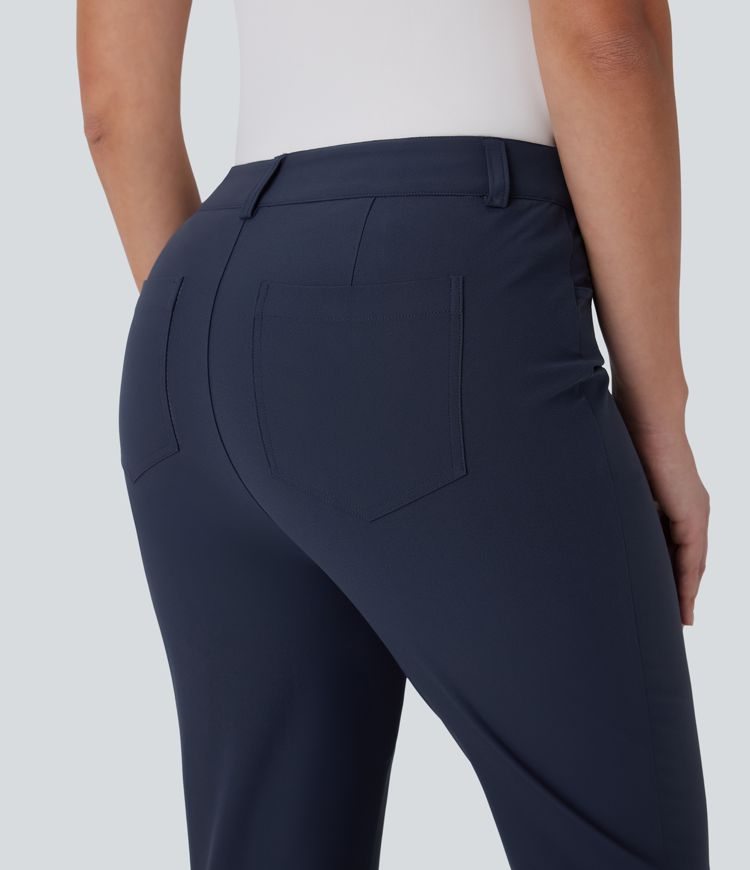 Mid Rise Pockets Capri Tapered Quick Dry Golf Pants-Golf Tee Pocket-UPF40+