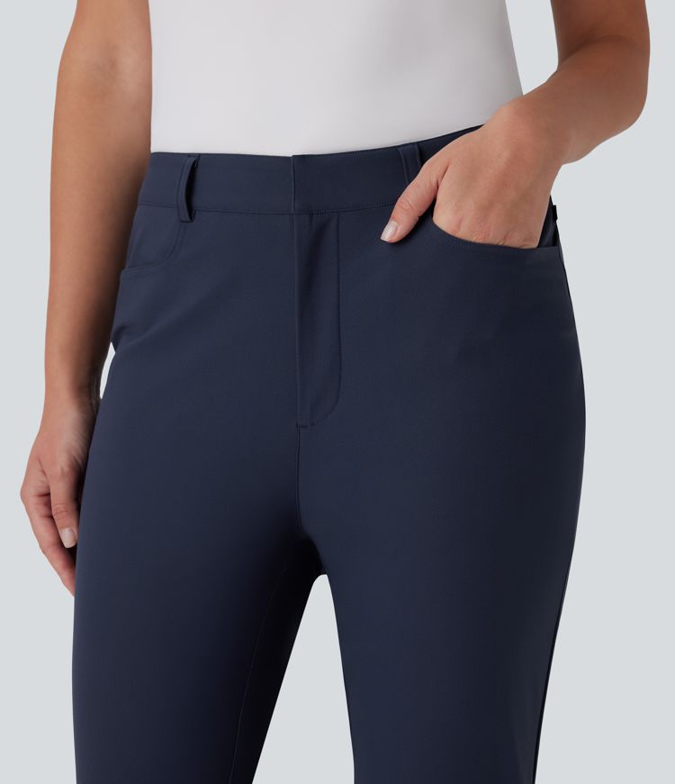 Mid Rise Pockets Capri Tapered Quick Dry Golf Pants-Golf Tee Pocket-UPF40+
