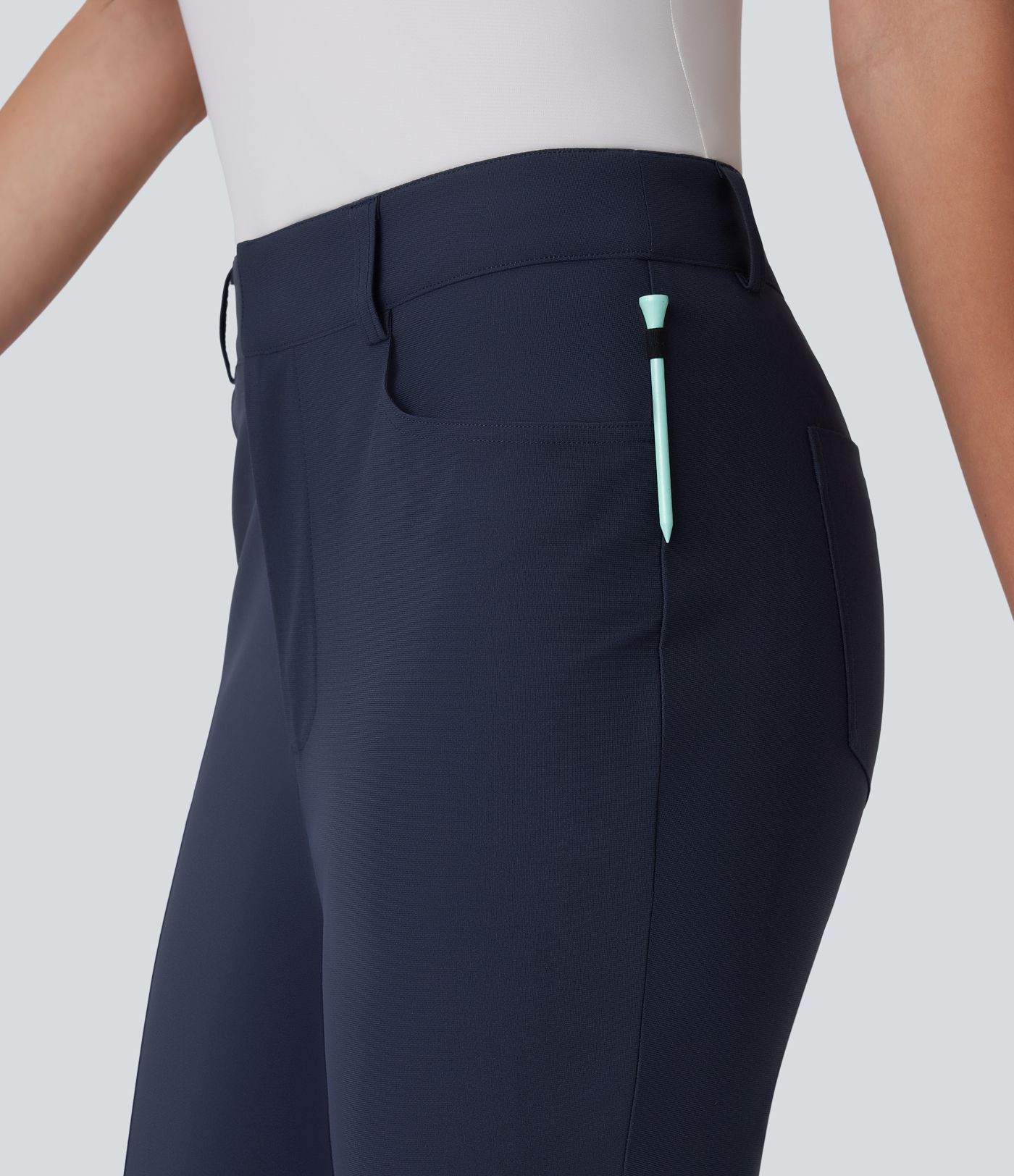 Mid Rise Multiple Pockets Capri Tapered Quick Dry Golf Pants-Golf Tee Pocket-UPF40+