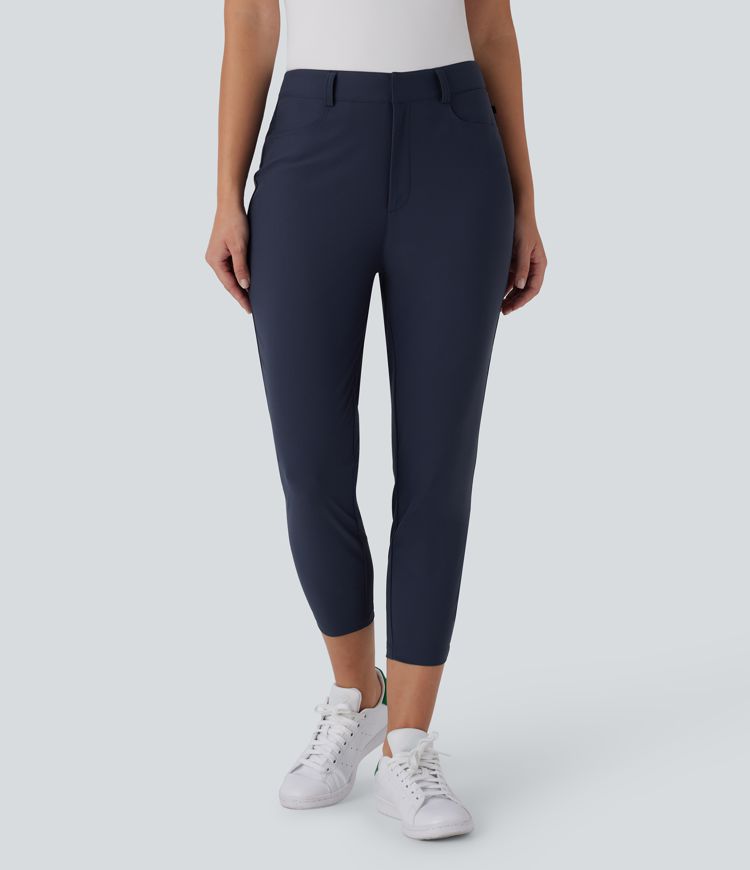 Pantalon de Golf Capri Taille Moyenne avec Poches Multiples, Coupe Fuselée, Séchage Rapide - Avec Poche pour Tees - Protection UPF40+