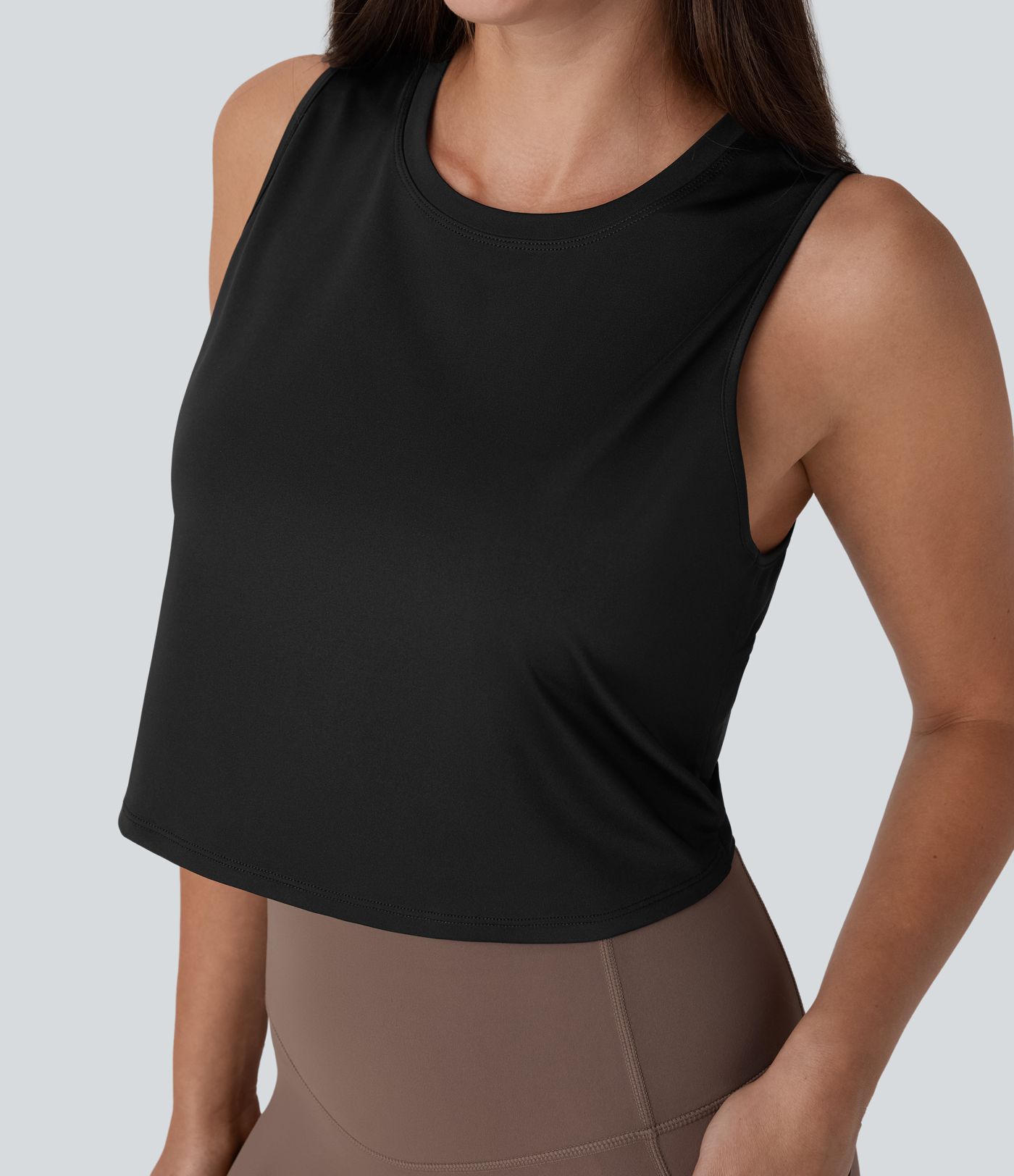 Ausgeschnittenes Crossover-Saum Einfarbiges Crop Yoga Tank Top