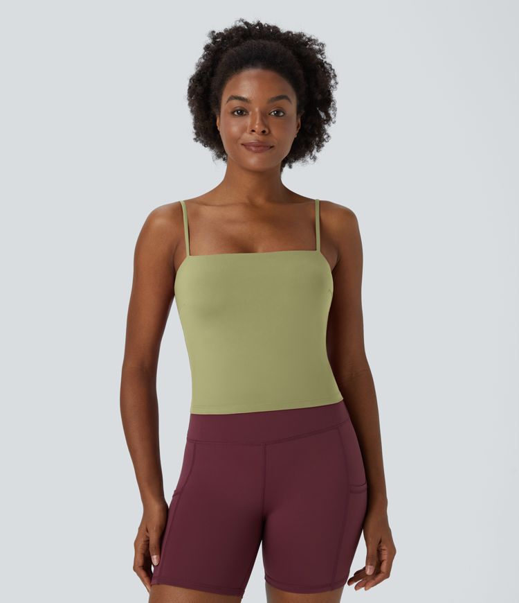 SoftlyZero™ Airy Spaghetti Strap Cropped Cool Touch Yoga Tank Top-UPF50+