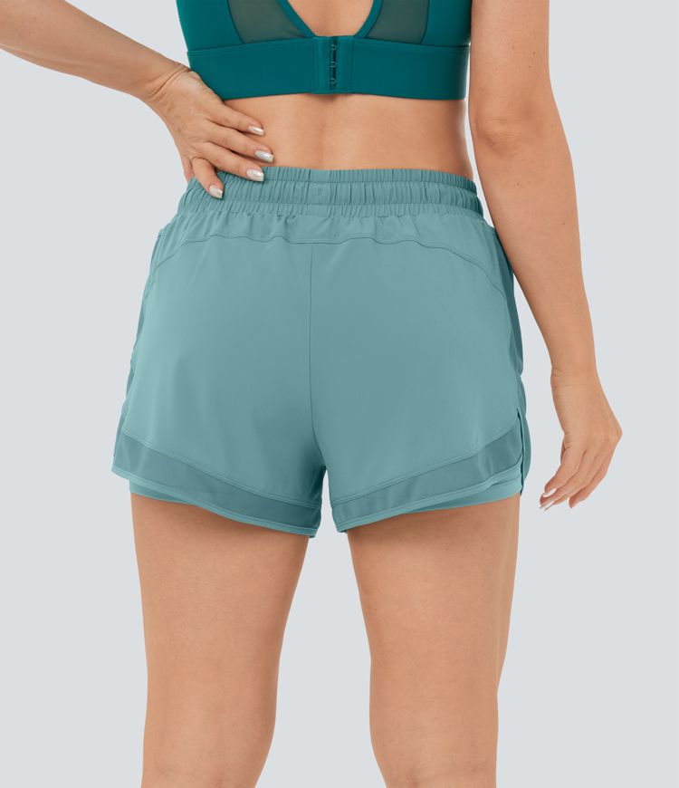 Pantalón corto Breezeful™ correr secado rápido 2 en 1 bolsillo malla lateral tiro alto 7.5cm