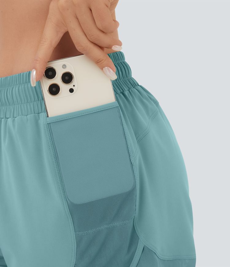 Pantalón corto Breezeful™ correr secado rápido 2 en 1 bolsillo malla lateral tiro alto 7.5cm