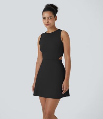 Backless Buckle Tieback 2-in-1 Pocket Dance Active Dress